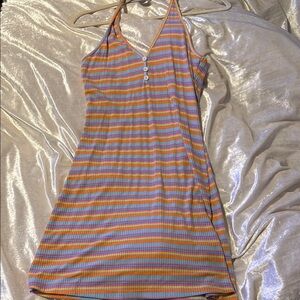 Striped Multicolor Halter Dress